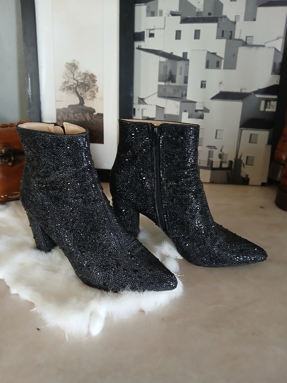 Betsey Johnson Black Glass Slipper "CADY" boots 8